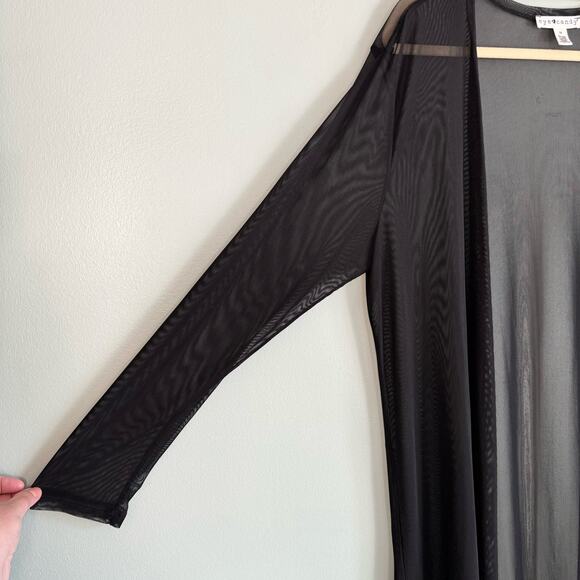 EYE CANDY Open Mesh Cardigan Womens 3X Plus Cover Up Duster Midnight Black - Picture 4 of 7